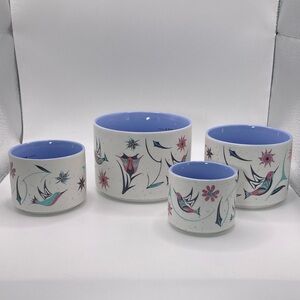 Native Northwest Ceramic Measuring Cups Set 4 Hummingbirds Nicole La Rock